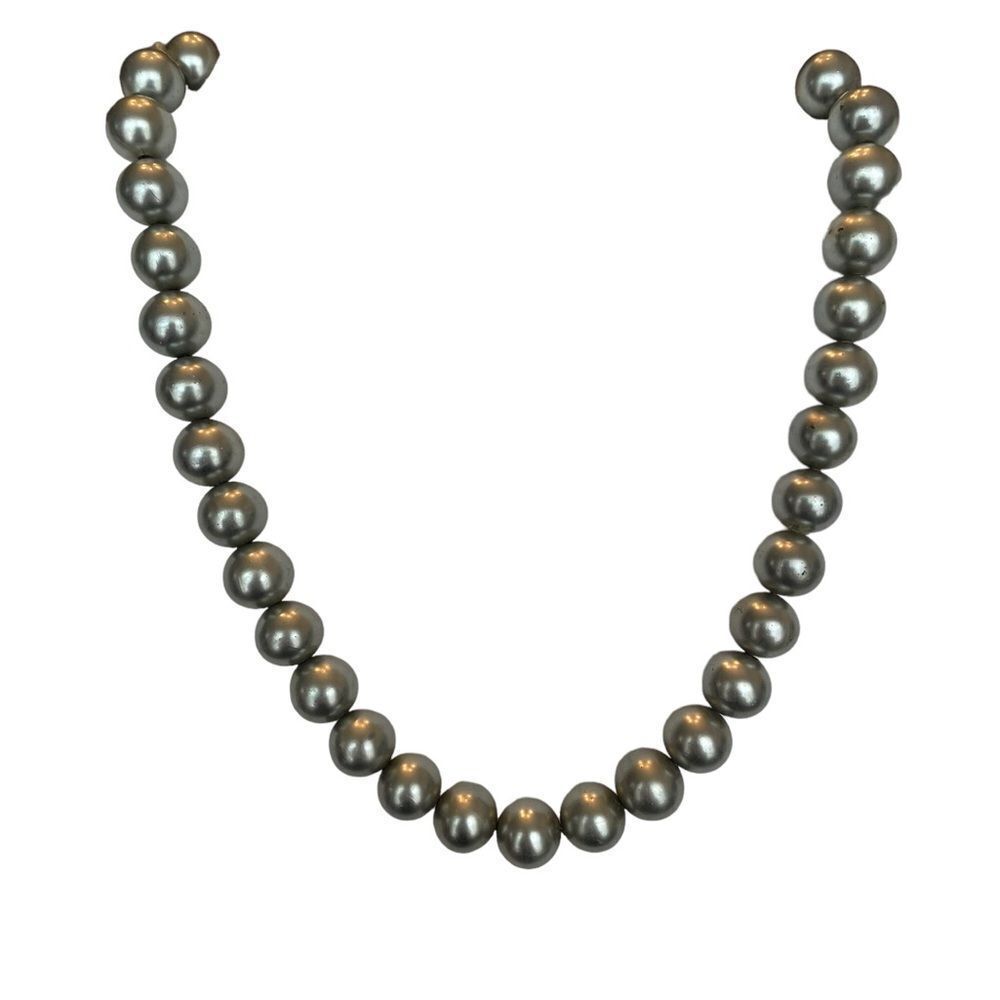 N803 GREY FAUX PEARL CHOKER NECKLACE